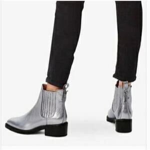 Coach Bowery Chelsea Boot Silver Metallic Leather Comfort Ankle Size 7